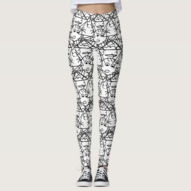 Schwarz-Weiß-Knarre-Angel-Muster Leggings (Vorderseite)