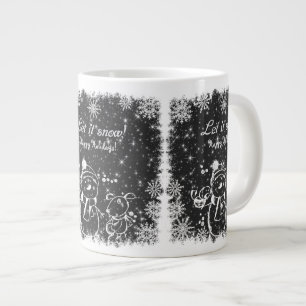 Schwarz-Weiß-Kohle-Schneemann-Let-it-Schnee Jumbo-Tasse