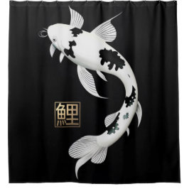 Schwarz/Weiß-Koi-Fisch-Duschvorhang Duschvorhang