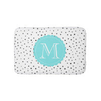 Schwarz-Weiß-Konfetti-Dots hellblaues Monogramm