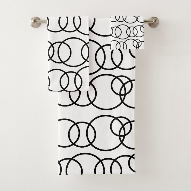 Schwarz-Weiß-Kreise Blubmuster Badhandtuch Set (Insitu)