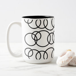 Schwarz-Weiß-Kreise Blubmuster Zweifarbige Tasse