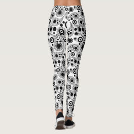 Schwarz-Weiß-Kreise Paisley-Muster Leggings