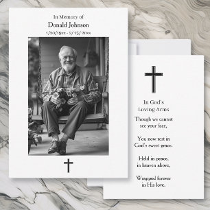 Schwarz-weiß-Kreuz- und Gedicht-Foto-Memorial Karte