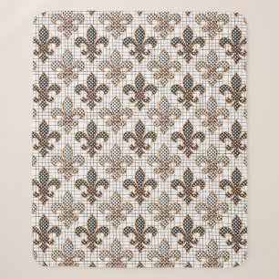 Schwarz Weiß Kreuzschraffur Polka Punkte Fleur-de- Sherpadecke