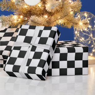 Schwarz-Weiß-Krokodilhaut-Druck-Schach Geschenkpapier