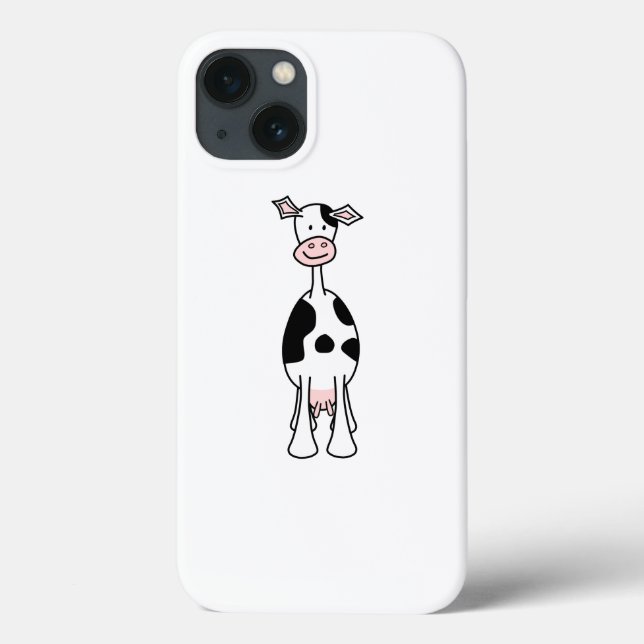 Schwarz-Weiß-Kuh-Cartoon. Vorderseite. Case-Mate iPhone Hülle (Rückseite)