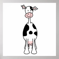 Schwarz-Weiß-Kuh-Cartoon. Vorderseite.