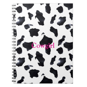 Schwarz Weiß Kuh Druck Cowgirl Notizblock