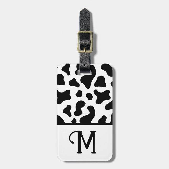 Schwarz-Weiß-Kuh-Druck, Farbblockkid Gepäckanhänger (Vorderseite vertikal)