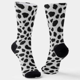 Schwarz-Weiß-Kuh-Flecken Muster Imitate Pelzstrukt Socken