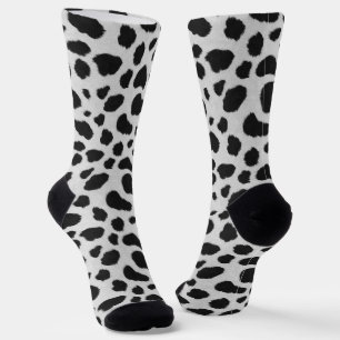 Schwarz-Weiß-Kuh-Flecken Muster Imitate Pelzstrukt Socken