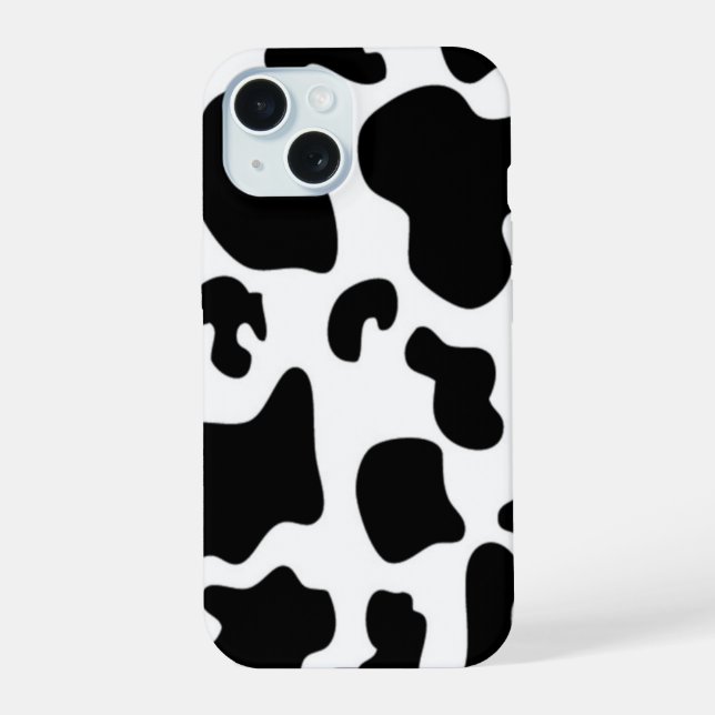 Schwarz-Weiß-Kuh iPhone 15 Hülle (Rückseite)