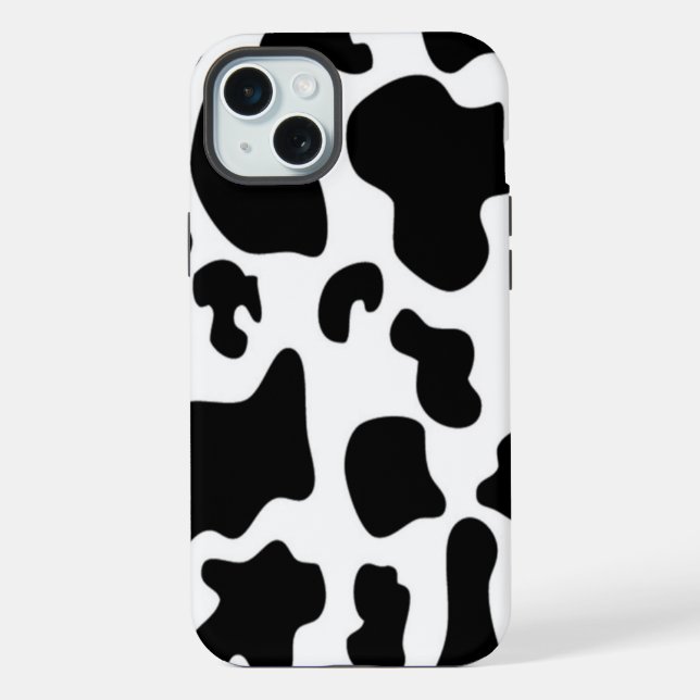 Schwarz-Weiß-Kuh iPhone 15 Plus Hülle (Rückseite)