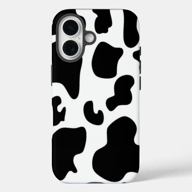 Schwarz-Weiß-Kuh iPhone 16 Hülle (Rückseite)