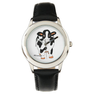 Schwarz-Weiß-Kuh-Kinderuhr Armbanduhr