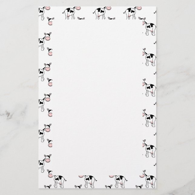 Schwarz-Weiß-Kuh-Muster. Briefpapier (Vorderseite)