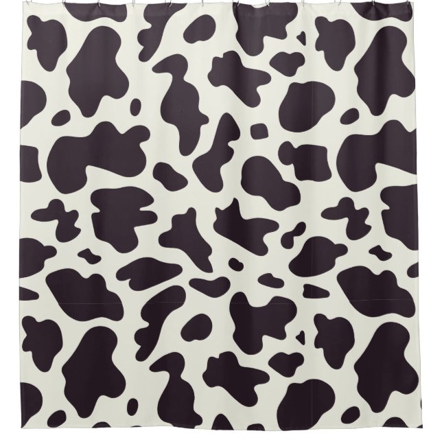 Schwarz-Weiß-Kuh-Muster Print Duschvorhang (Vorderseite)