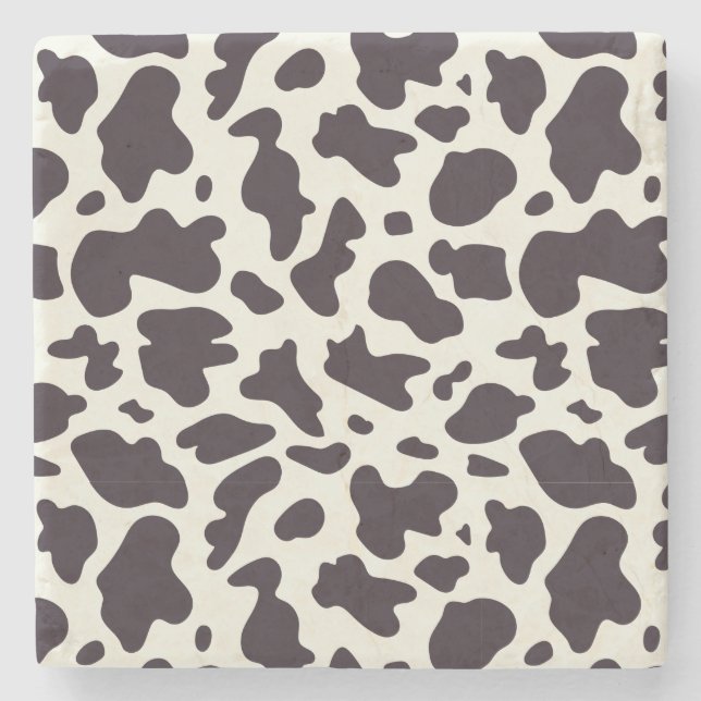 Schwarz-Weiß-Kuh-Muster Print Steinuntersetzer (Vorderseite)