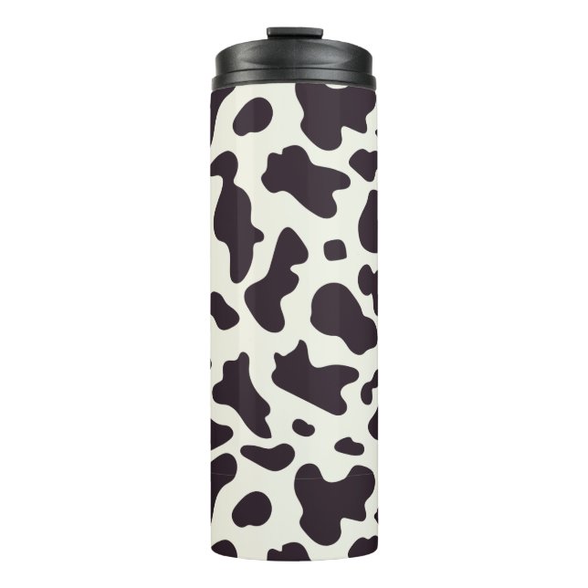 Schwarz-Weiß-Kuh-Muster Print Thermosbecher (Vorderseite)