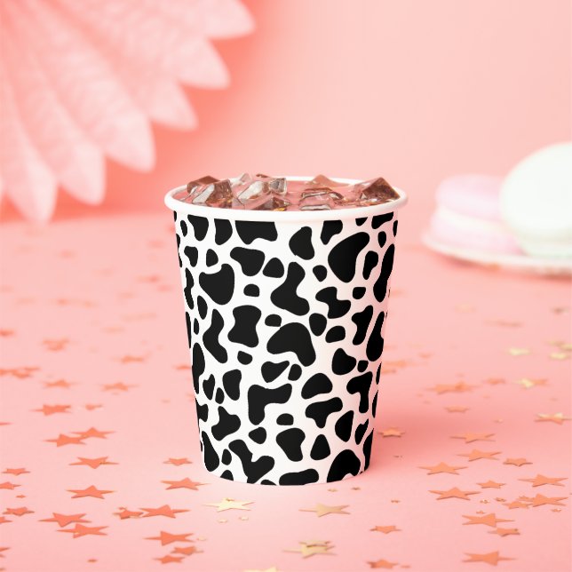 Schwarz-Weiß-Kuh Print Birthday Pappbecher (Insitu)