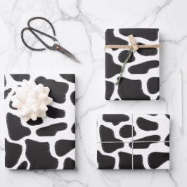 Schwarz-Weiß-Kuh-Spot Tiermuster Geschenkpapier Set