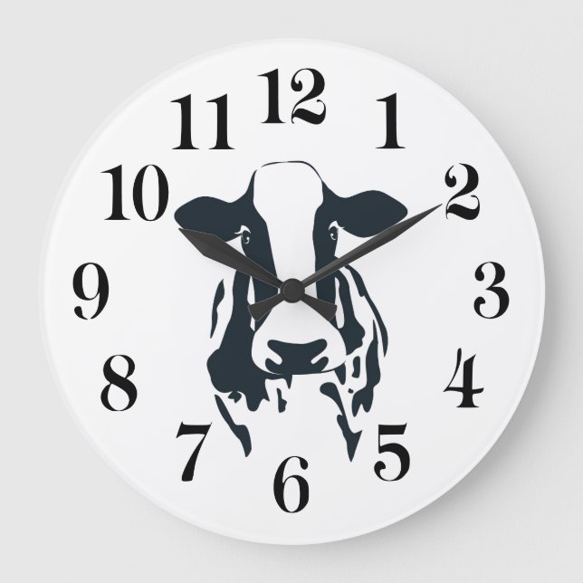 Schwarz-weiß-Kuh-Uhr Große Wanduhr (Vorderseite)