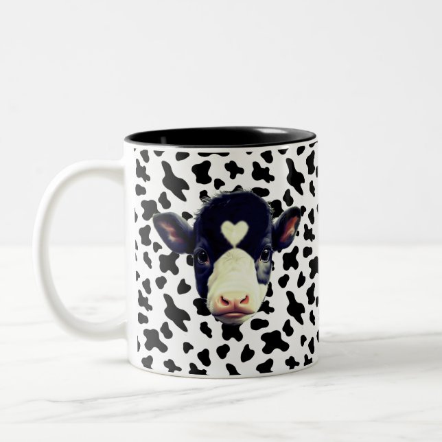 Schwarz-Weiß-Kuh Zweifarbige Tasse (Links)