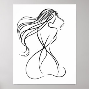 "Schwarz-Weiß-Kunst für Frauen Poster