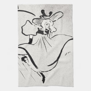 Schwarz-Weiß-Kunst Jane Avril von Toulouse Lautrec Geschirrtuch