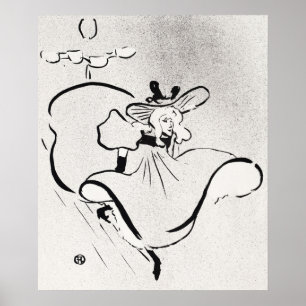 Schwarz-Weiß-Kunst Jane Avril von Toulouse Lautrec Poster