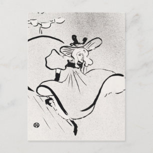 Schwarz-Weiß-Kunst Jane Avril von Toulouse Lautrec Postkarte