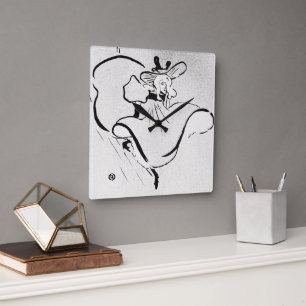 Schwarz-weiß-Kunst Jane Avril von Toulouse Lautrec Quadratische Wanduhr