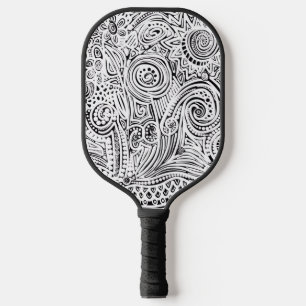 Schwarz-Weiß-Kunst Pickleball Schläger