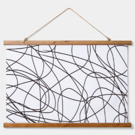 Schwarz-Weiß-Kunst Wandteppich Mit Holzrahmen