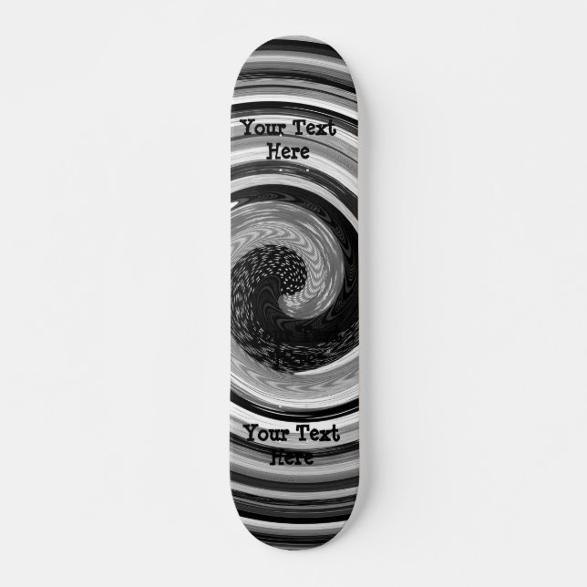 Schwarz-Weiß-Kurven in modernem abstraktem Design Skateboard (Vorne)