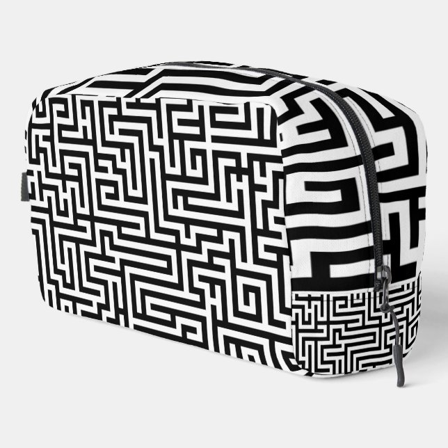 Schwarz-Weiß-Labyrinth-Muster Waschbeutel (Rechte Ecke)
