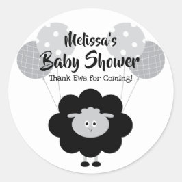 Schwarz-weiß Lamb Sweet Baby Dusche Vielen Dank Runder Aufkleber