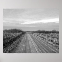 Schwarz-Weiß-Land Road 20x16 Poster Print Art