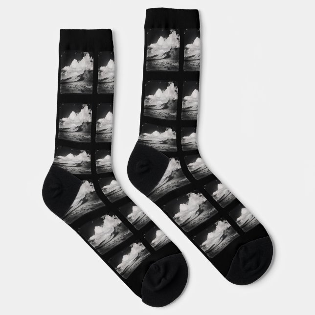 Schwarz-Weiß-Landschaft Bergfotografie Socken (Rechts)
