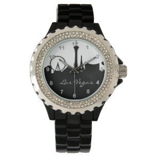 Schwarz-Weiß-Las-Vegas-Skyline Armbanduhr