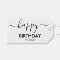 Schwarz-Weiß-Lässige Skriptart Happy Birthday