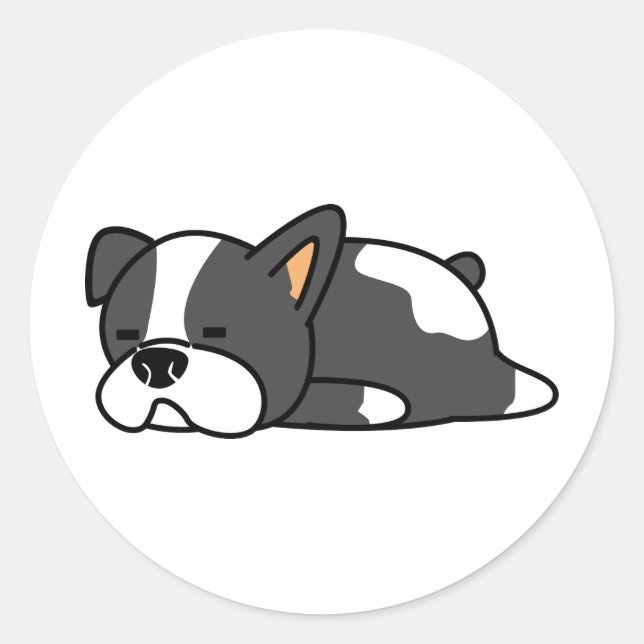 Schwarz-Weiß-Lazy-Schlafhund Runder Aufkleber (Vorderseite)