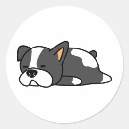 Schwarz-Weiß-Lazy-Schlafhund Runder Aufkleber