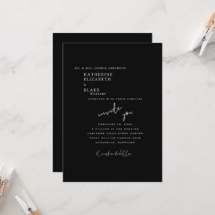 Schwarz-Weiß-Leaf Einladung zur Hochzeit