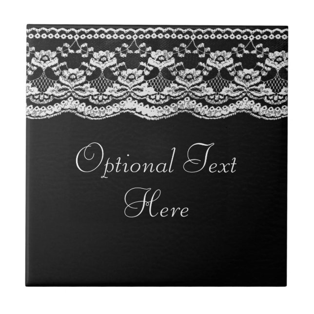 Schwarz-Weiß-Leder und Lace Fliese (Vorderseite)