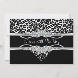 Schwarz Weiß Leopard 30. Diamant Juwel Einladung