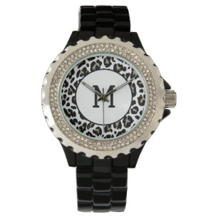 Schwarz-Weiß-Leopard-Druckfussfelder Ursprünglich Armbanduhr