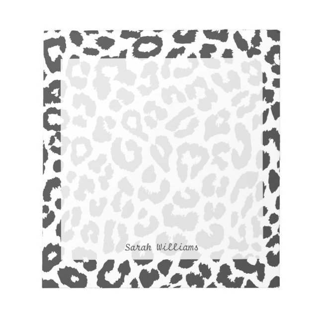 Schwarz-Weiß-Leopard-Drucktiermuster Notizblock (Vorderseite)