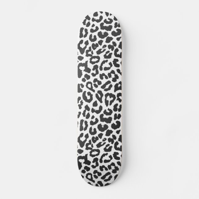 Schwarz-Weiß-Leopard-Drucktiermuster Skateboard (Vorderseite)
